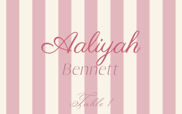 Harbor Stripe wedding escort card preview with example wedding details