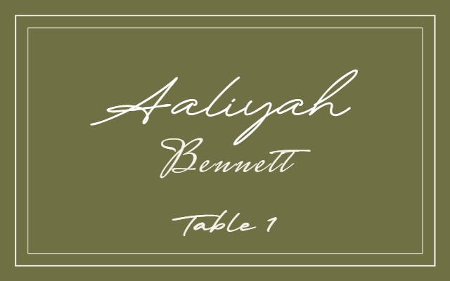 Heritage Double Line wedding escort card preview with example wedding details